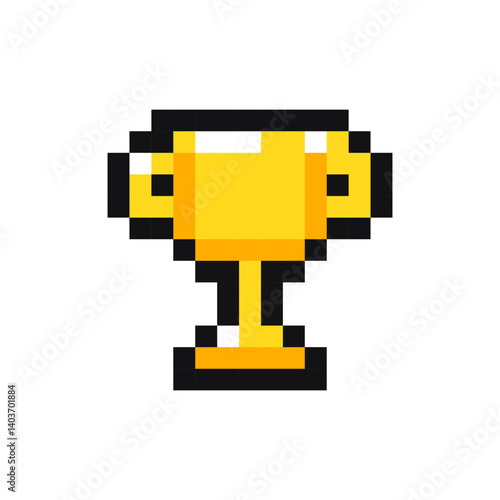Winner Cup pixel gaming item, Winner Cup 8 bit game resource, pixel art winner cup icon, cup game pixel element.