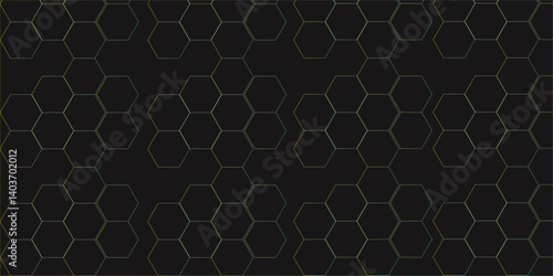 Abstract  honeycomb golden and gray.ideas for your design banners , book, Website work, stripes,3D Futuristic hexagonal geometric hexagon print texture  banner panorama mosaic black background.