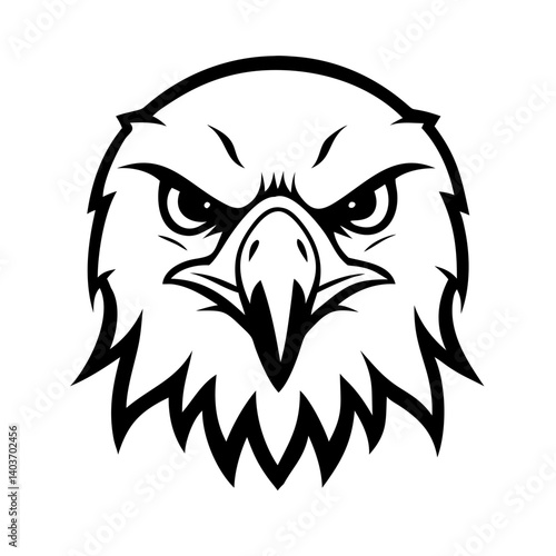 Eagle head tattoo vector illustration featuring a bird face in a black silhouette logo style