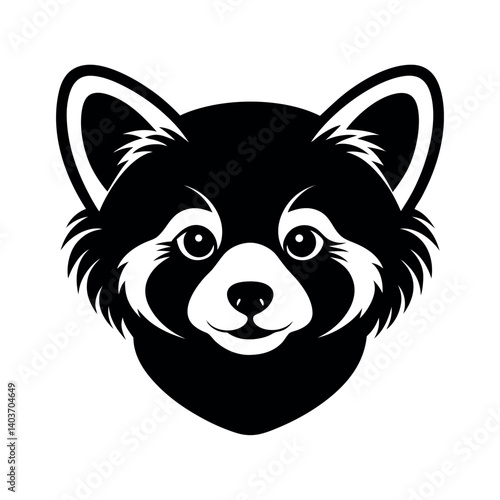 red panda face silhouette on a white background