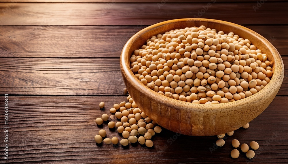dry soybeans in a wooden bowl free space for text dry soybeans in a wooden bowl free space for text