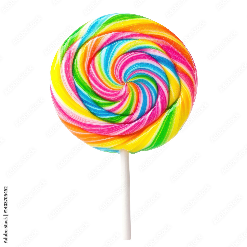 Colorful large round lollipop with vibrant swirls stands isolated on a Transparent background, round colorful large lollipopisolated on PNG backgroundbackground Colorful large round lollipop with vibrant swirls stands isolated on a Transparent background, round colorful large lollipopisolated on PNG backgroundbackground