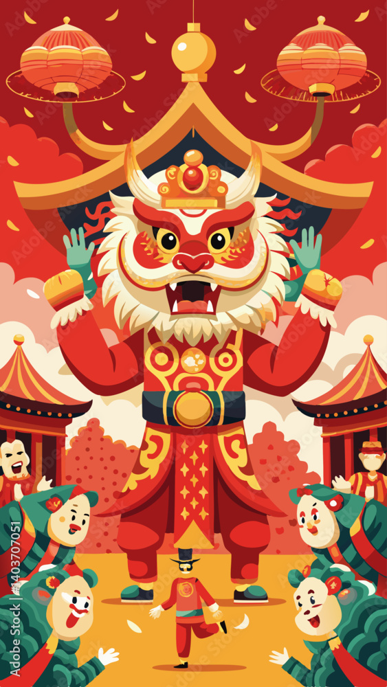 A cartoon tiger is standing in front of a building with a cat and a bird behind him. The tiger is wearing a red outfit and has a red hat on A cartoon tiger is standing in front of a building with a cat and a bird behind him. The tiger is wearing a red outfit and has a red hat on