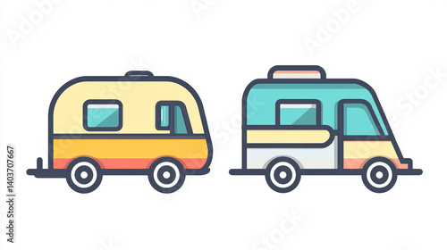Wallpaper Mural An outline and glyph-style caravan icon.  Torontodigital.ca