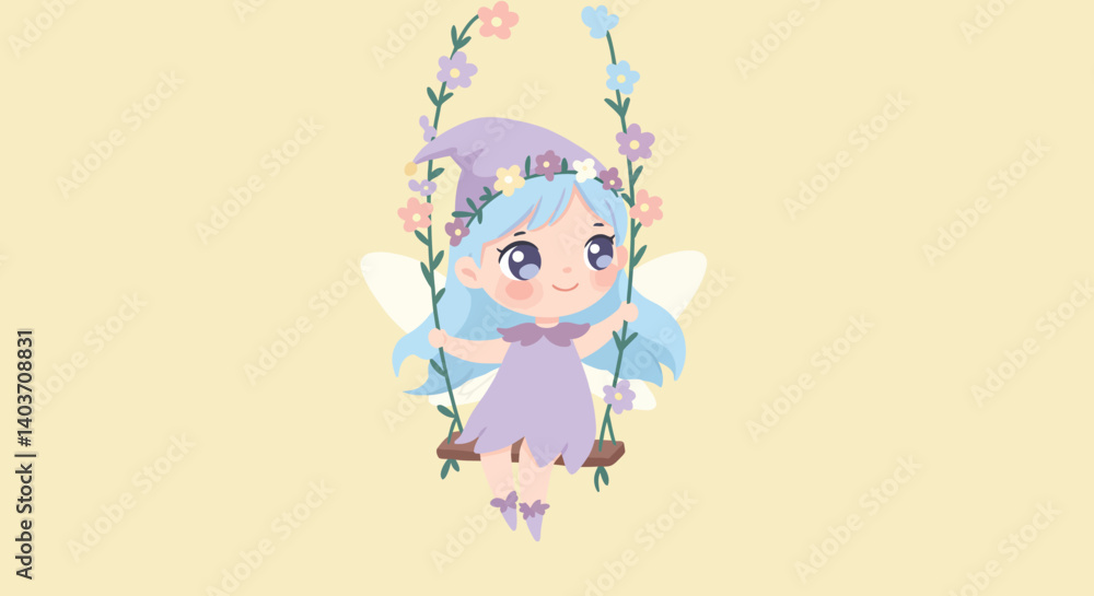 Cute mermaid character with pink hair in flat style vector illustration Cute mermaid character with pink hair in flat style vector illustration