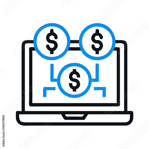 Online Earning Income Earnings Icon Set for Digital Finance and Remote Work