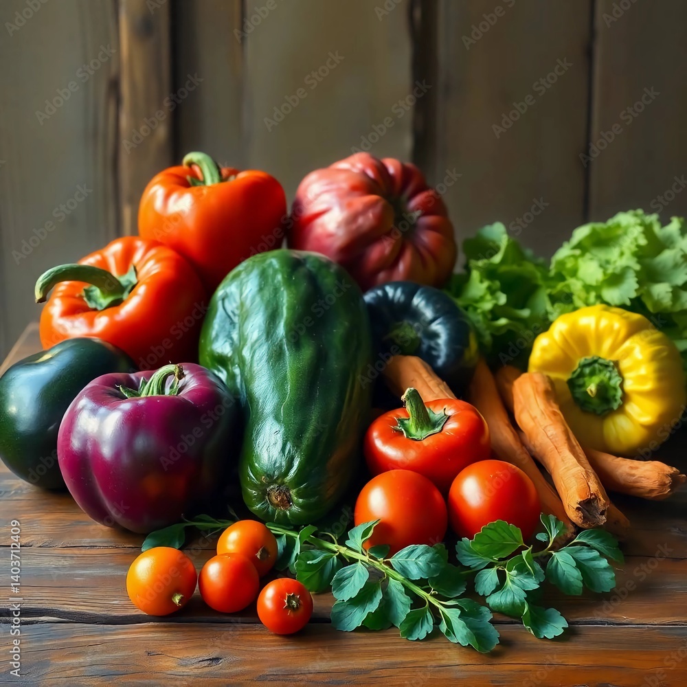 vegetables on a wooden table vegetables on a wooden table