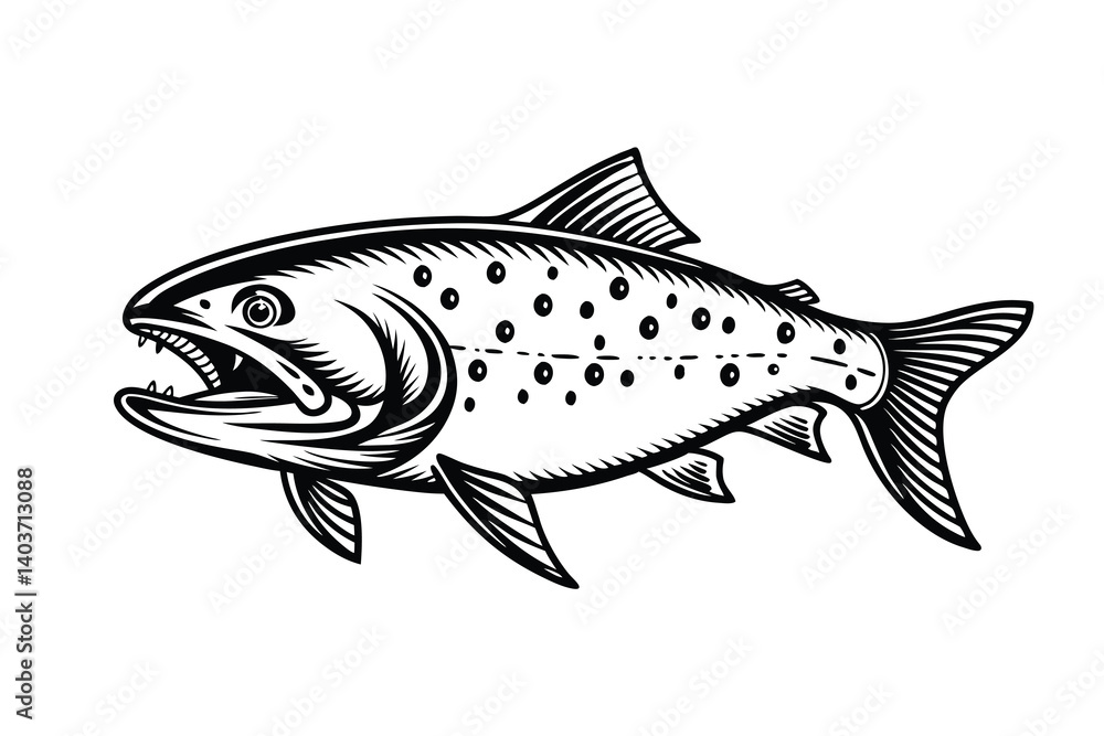 Fototapeta premium Arctic char fish vector silhouette