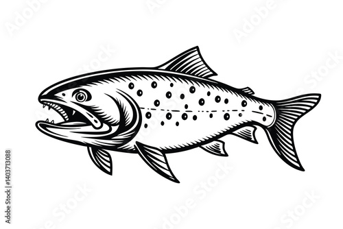 Arctic char fish vector silhouette