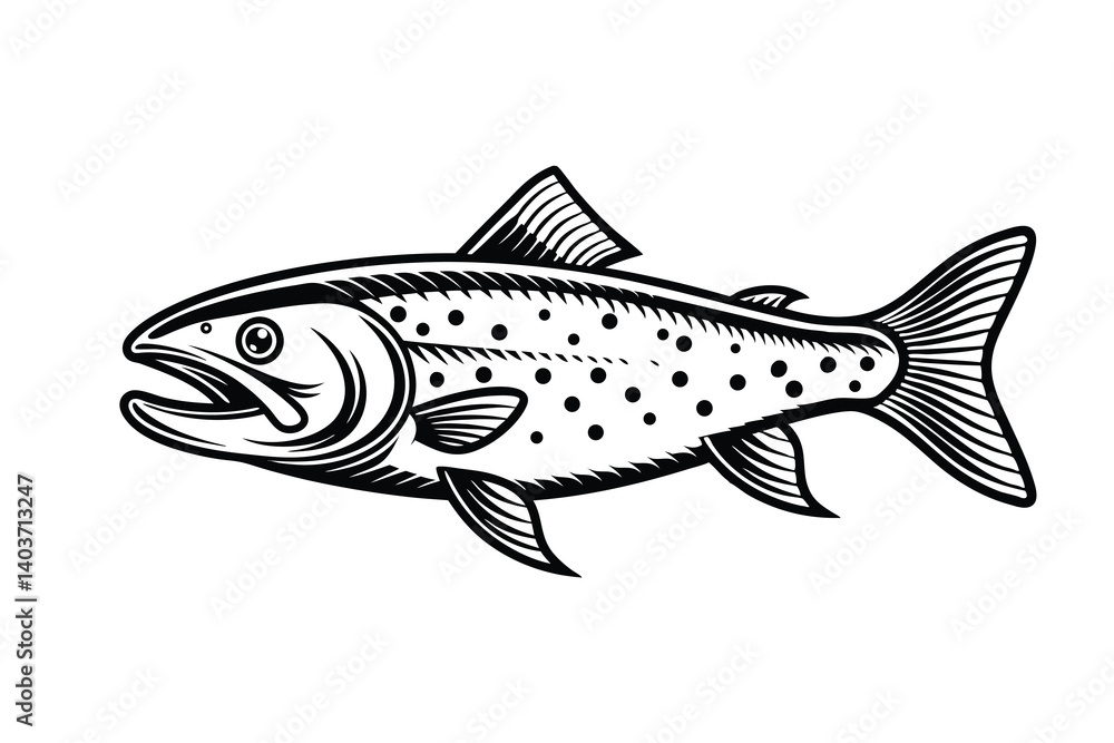 Fototapeta premium Arctic char fish vector silhouette