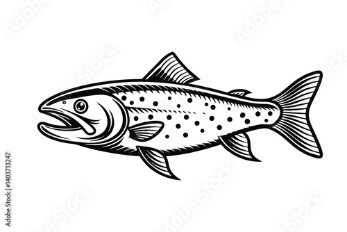Arctic char fish vector silhouette