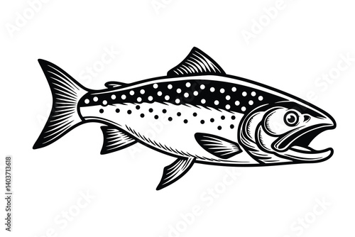 Arctic char fish vector silhouette