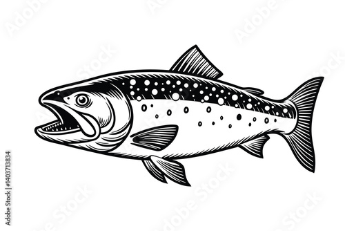 Arctic char fish vector silhouette