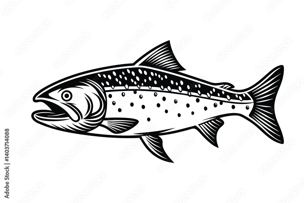 Fototapeta premium Arctic char fish vector silhouette