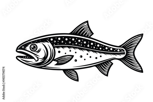 Arctic char fish vector silhouette