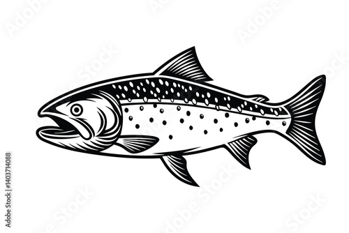 Arctic char fish vector silhouette