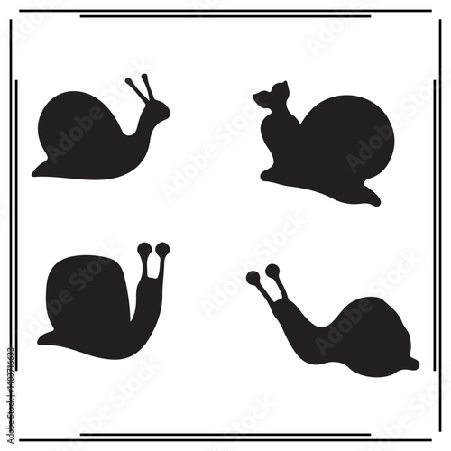 Snail silhouette, Snail illustration , Snail clipart, Snail vector , Snail icon , black Snail ,Snail illustration on white background,