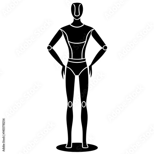 Vector silhouette of a mannequin in a relaxed, casual stance, arms loosely hanging by the sides