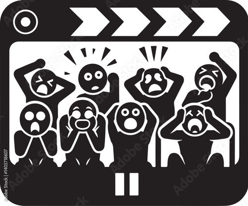 Silhouette of a reaction video frame layout with split-screen or webcam box. Ideal for YouTube, vlogs, streaming, content creation, and commentary videos.