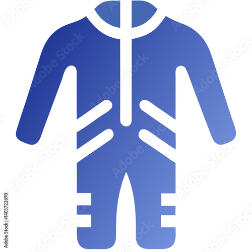 Abstract representation of a wetsuit in blue gradient  