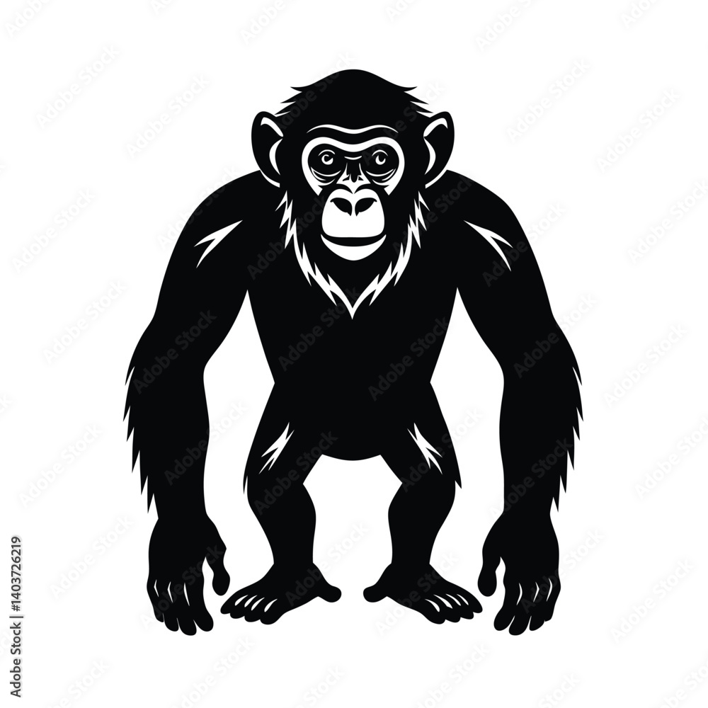 silhouette vector of chimpanzee silhouette vector of chimpanzee