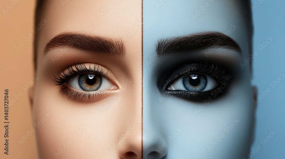 Fototapeta premium Mascara before and after