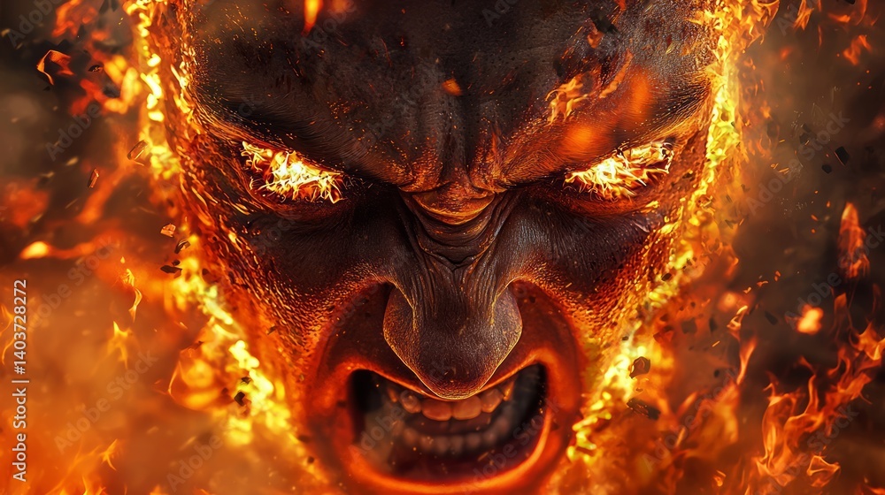 Intense Surreal Depiction of an Angry Human Emotion with Flames Intense Surreal Depiction of an Angry Human Emotion with Flames