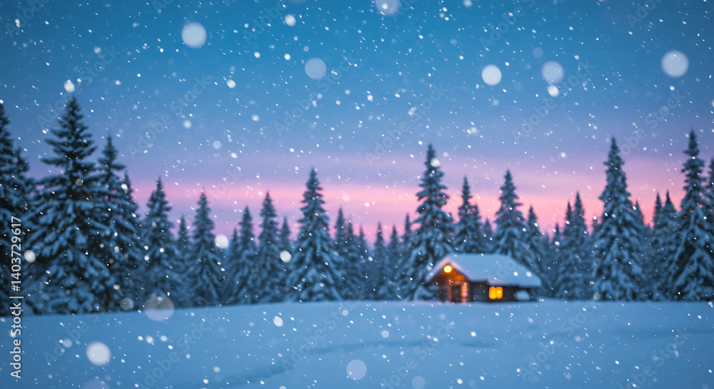 Fototapeta premium Winter's Ember Glow AI Generated