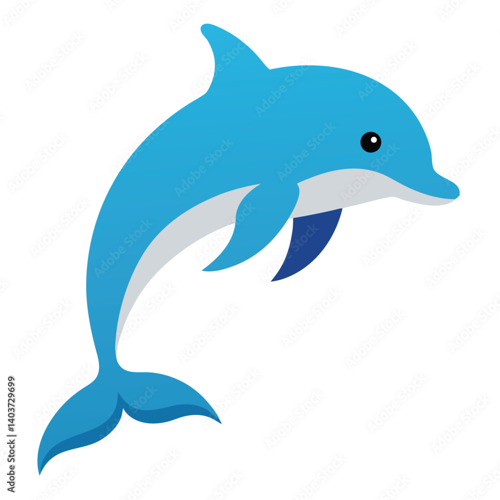 Fototapeta premium Dolphin Vector Illustration, Cartoon Aquatic Animal Graphic