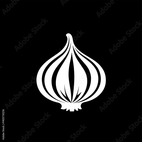 Garlic flat and liner vector icons set