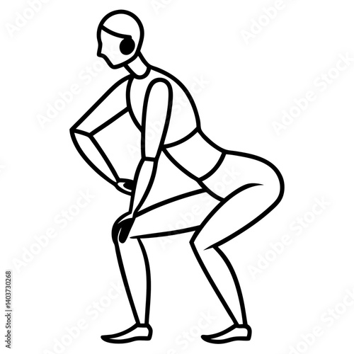 Vector silhouette of a mannequin with a bent knee and one leg forward