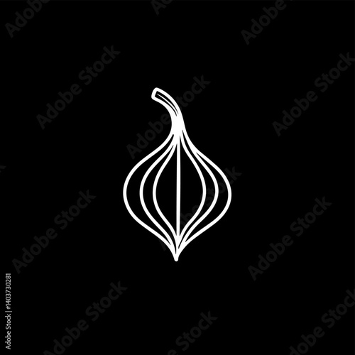 Garlic flat and liner vector icons set