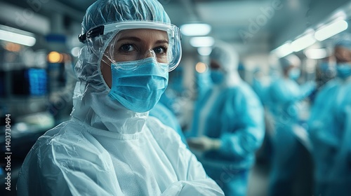 Portrait of a Female Healthcare Worker in a Sterile Environment