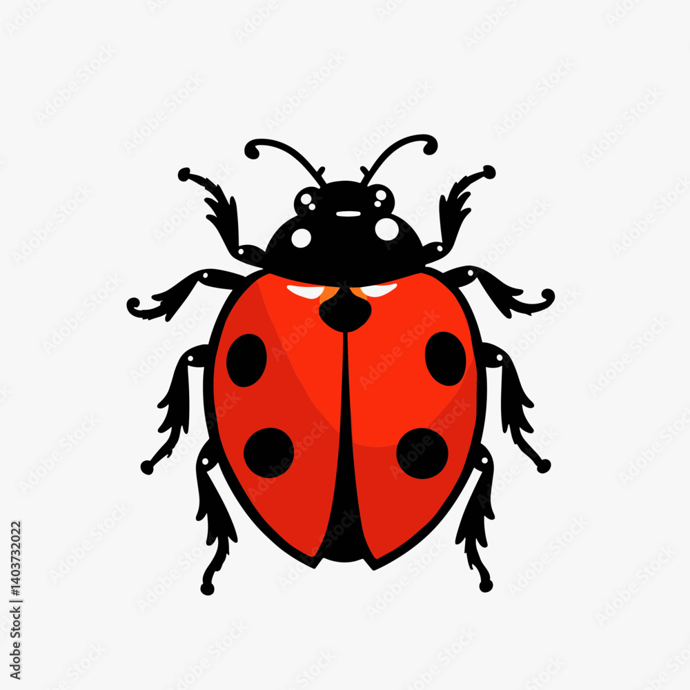 vibrant red ladybug with black antennae on white background vector illustration vibrant red ladybug with black antennae on white background vector illustration