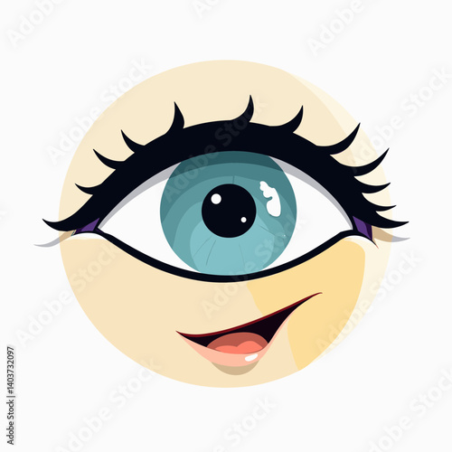 eye illustration with blue eye and black lashes