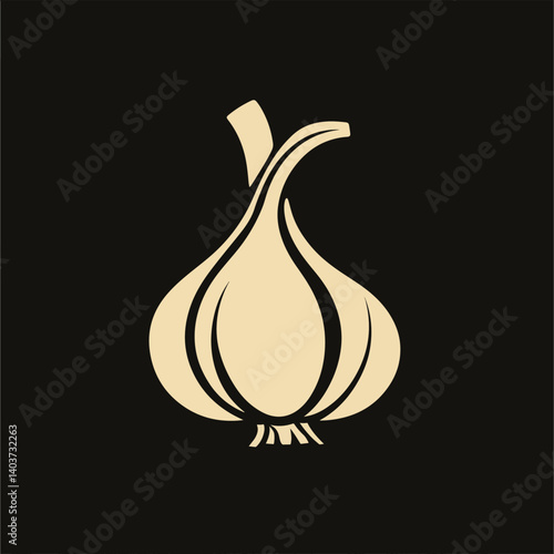 Garlic flat and liner vector icons set