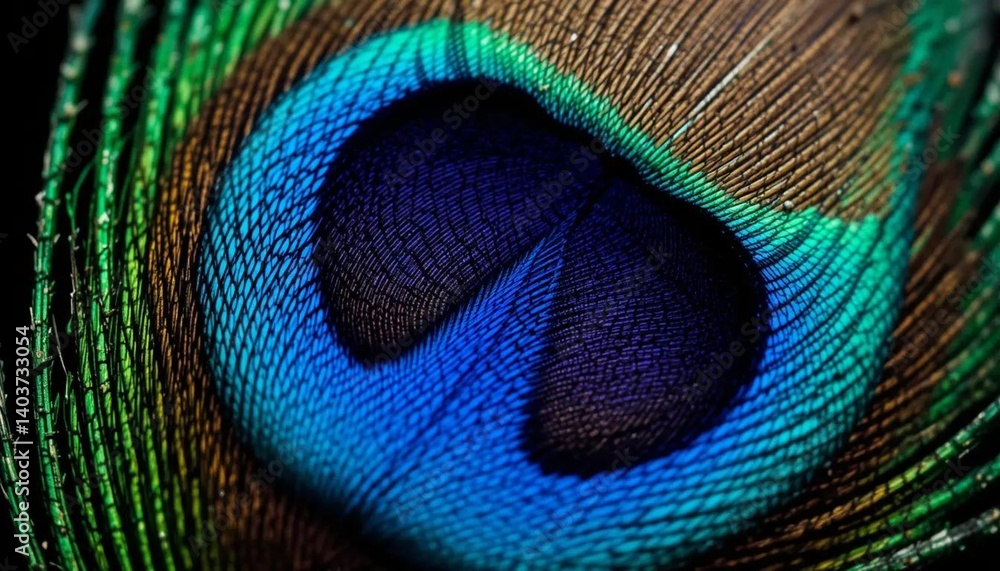 Naklejka premium Close-Up of a Vibrant Peacock Feather Nature's Masterpiece