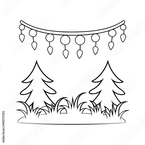 Cute Raccoon Wearing Santa Hat with Tree