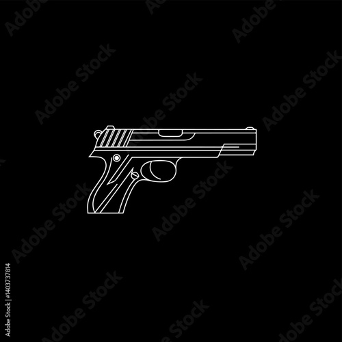 Gun icon isolated . Pistol illustration. Weapon symbol.
