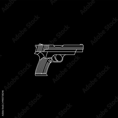 Gun icon isolated . Pistol illustration. Weapon symbol.
