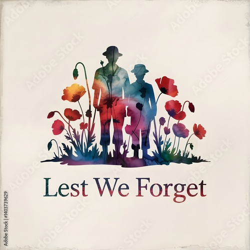 ANZAC Day Tribute Poster – Lest We Forget with Soldier Silhouettes