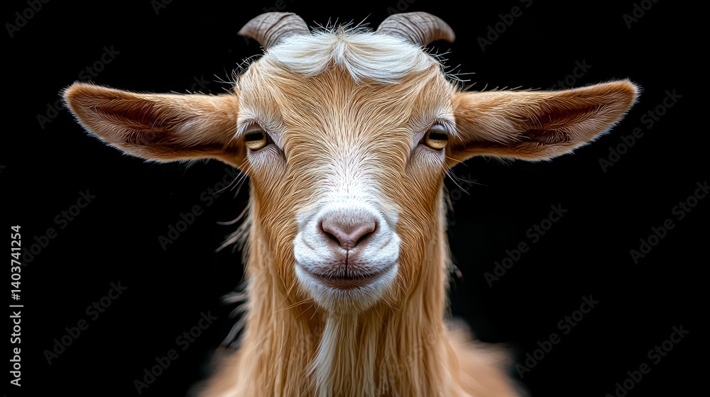 Fototapeta premium Caprine Majesty: A Stunning Close-Up Portrait of a Goat