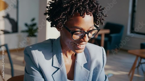 The Smiling Businesswoman at Work