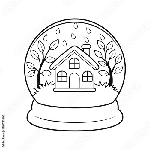 cute snow globe with house inside  add grass and a.eps