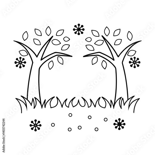 cute snowflakes falling around  add grass and a tr (2).eps