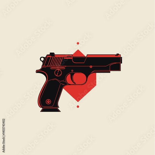 Gun icon isolated . Pistol illustration. Weapon symbol.