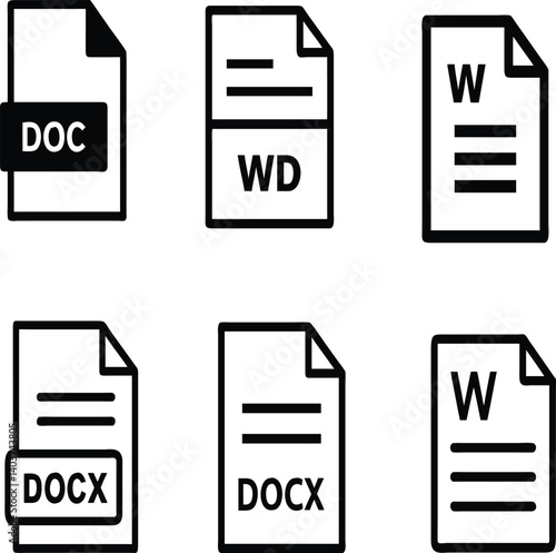 Minimalist document icons set with sharp edges, isolated on a transparent background for easy layering in designs.