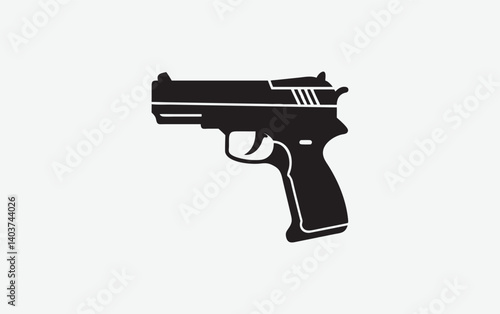 Vector Revolver Gun Icon – Monochrome Weapon Symbol

