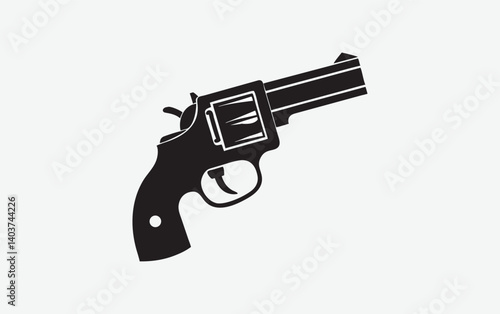 Vector Revolver Gun Icon – Monochrome Weapon Symbol

