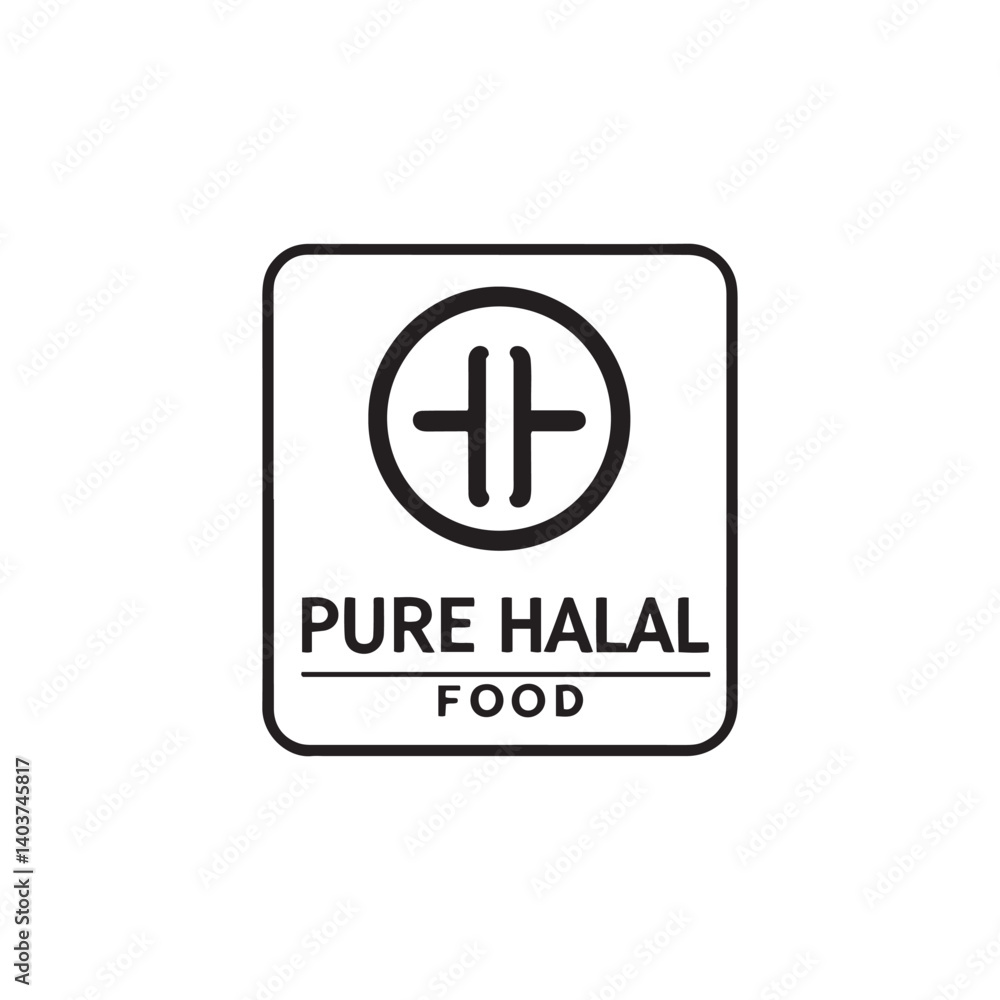 Pure Halal Food Logo Design Vector Illustration Pure Halal Food Logo Design Vector Illustration